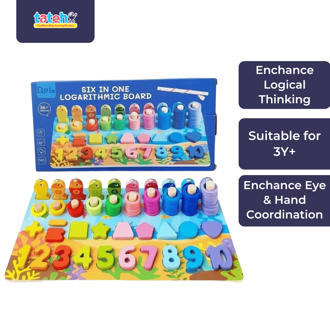 SIX IN ONE LOGARITHMIC WOODEN BOARD - EDUCATIONAL TOYS
