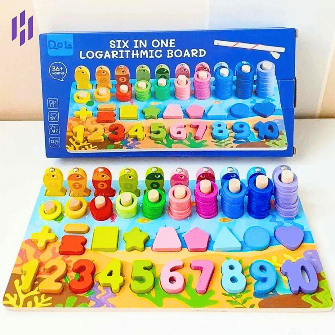 SIX IN ONE LOGARITHMIC WOODEN BOARD - EDUCATIONAL TOYS - Image 2