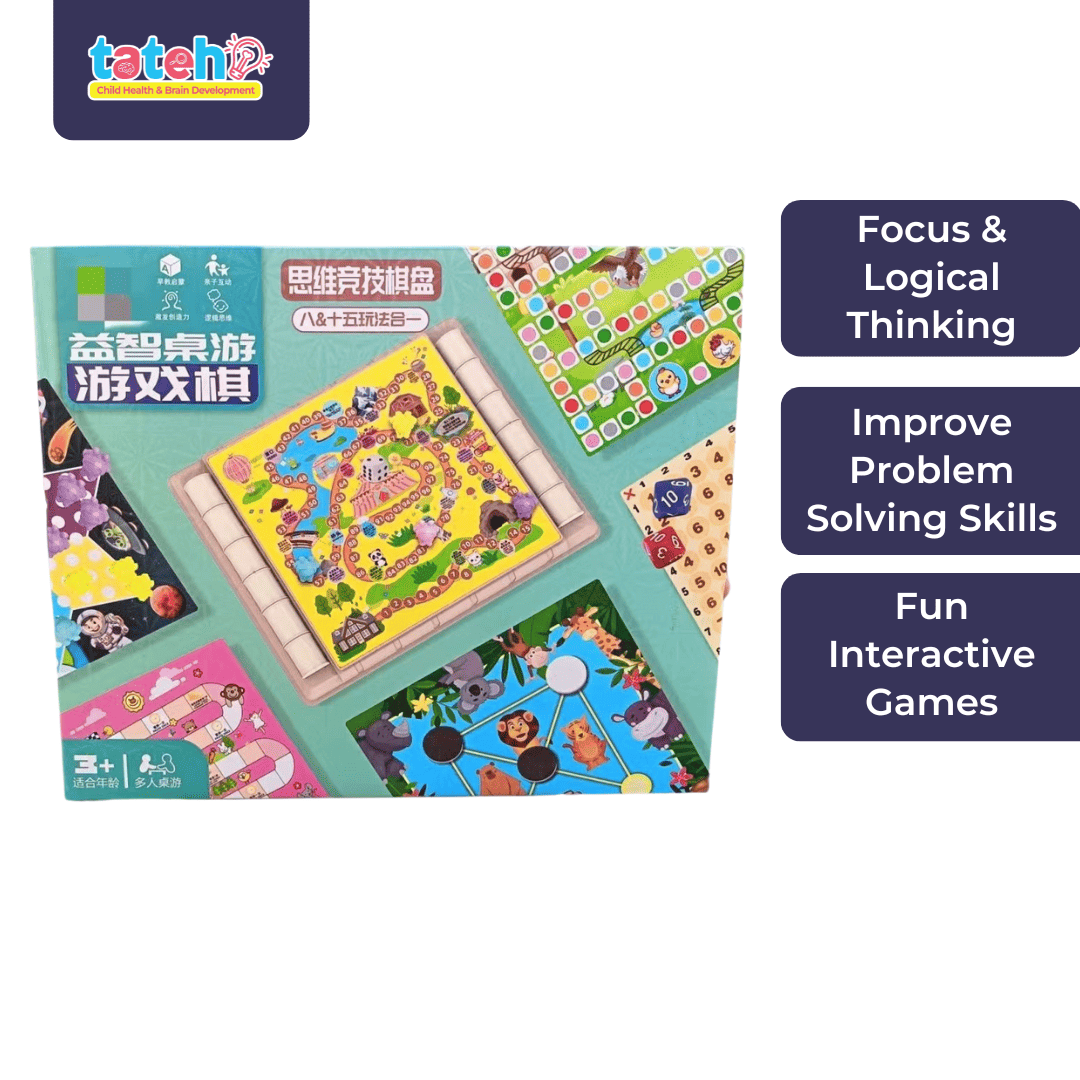 8-in-1 Learning Board Game Set – Animal Chess, Jungle Adventure, Ludo & Banyak Lagi!