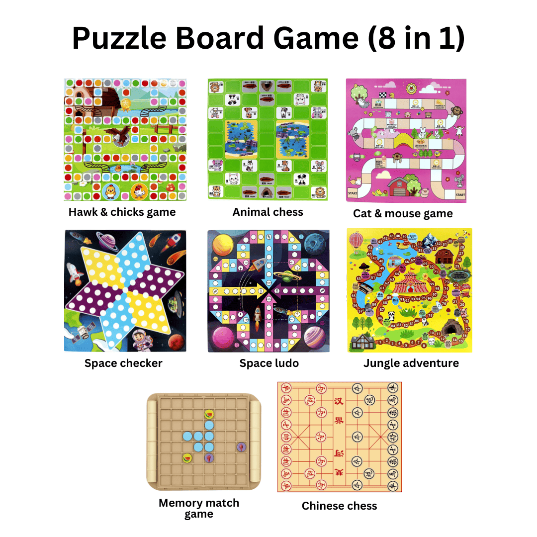 8-in-1 Learning Board Game Set – Animal Chess, Jungle Adventure, Ludo & Banyak Lagi! - Image 2