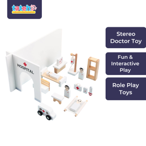 Children’s Wooden Hospital & Doctor Play Set with Ambulance | Role Play Toy